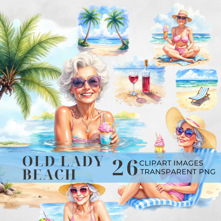 Glamorous Grandma Beach Clipart Bundle