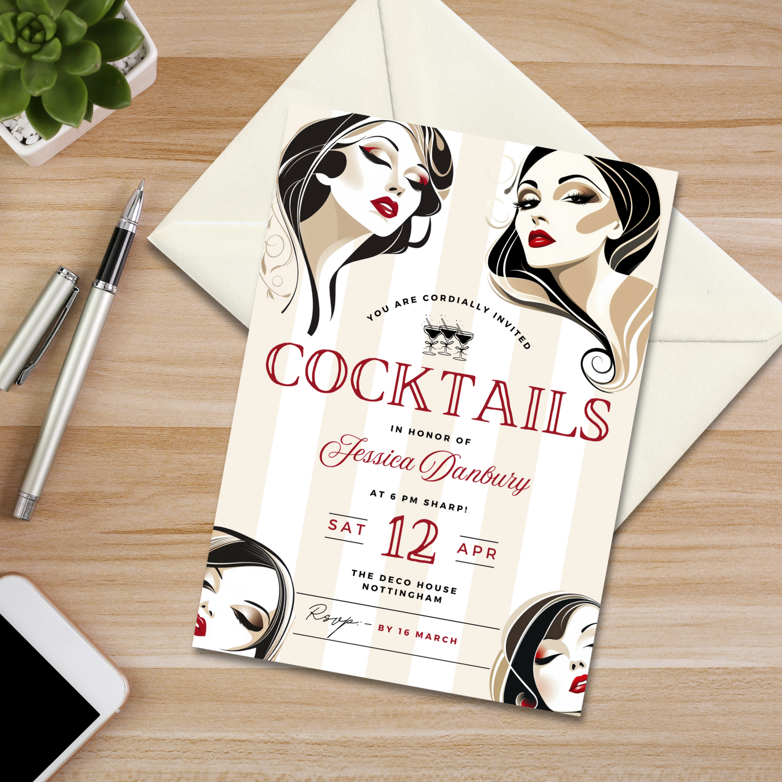 Art Deco Ladies Cocktail Party Invitation Feature Image
