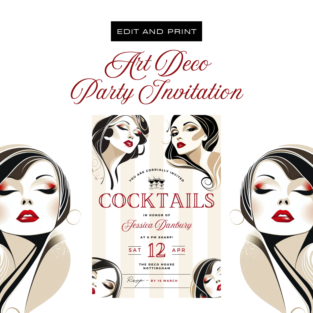 Art Deco Ladies Cocktail Party Invitation 1st image Art Deco Ladies Cocktail Party Invitation 1st image