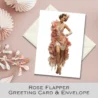 Rose Flapper Vintage 1920s Art Deco Greeting Card and Envelope