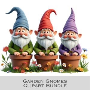 Garden Gnomes Clipart Bundle